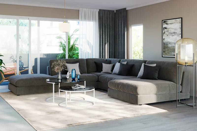 Arken 1-sits Mittmodul i Sammet 90 cm bred - Mörkgrå - Möbler - Soffa - Modulsoffor - Mittmodul