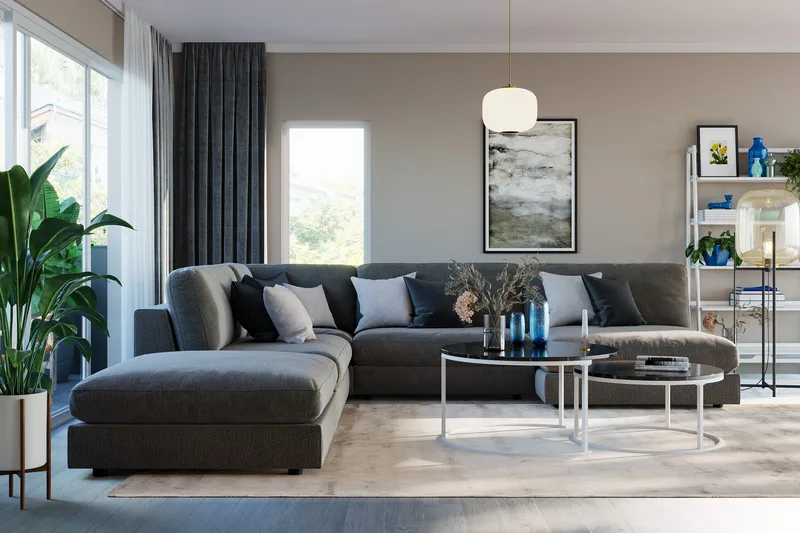 Arken 1-sits Mittmodul i Sammet 90 cm bred - Mörkgrå - Möbler - Soffa - Modulsoffor - Mittmodul