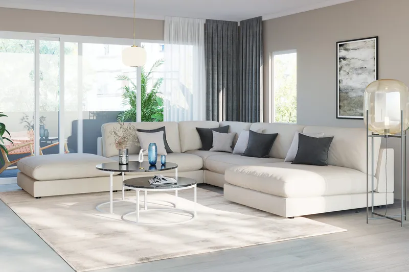 Arken 1-sits Mittmodul i Tyg 90 cm bred - Beige - Möbler - Soffa - Modulsoffor - Mittmodul