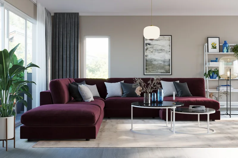 Arken 2-sits Mittmodul i Sammet 120 cm bred - Lila - Möbler - Soffa - Modulsoffor - Mittmodul