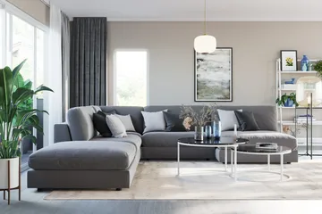 Arken 2-sits Mittmodul i Sammet 120 cm bred - Ljusgrå - Möbler - Soffa - Modulsoffor - Mittmodul
