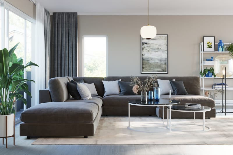 Arken 2-sits Mittmodul i Sammet 120 cm bred - Mörkgrå - Möbler - Soffa - Modulsoffor - Mittmodul