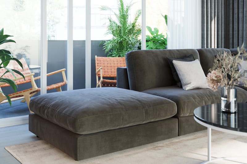 Arken 2-sits Mittmodul i Sammet 120 cm bred - Mörkgrå - Möbler - Soffa - Modulsoffor - Mittmodul