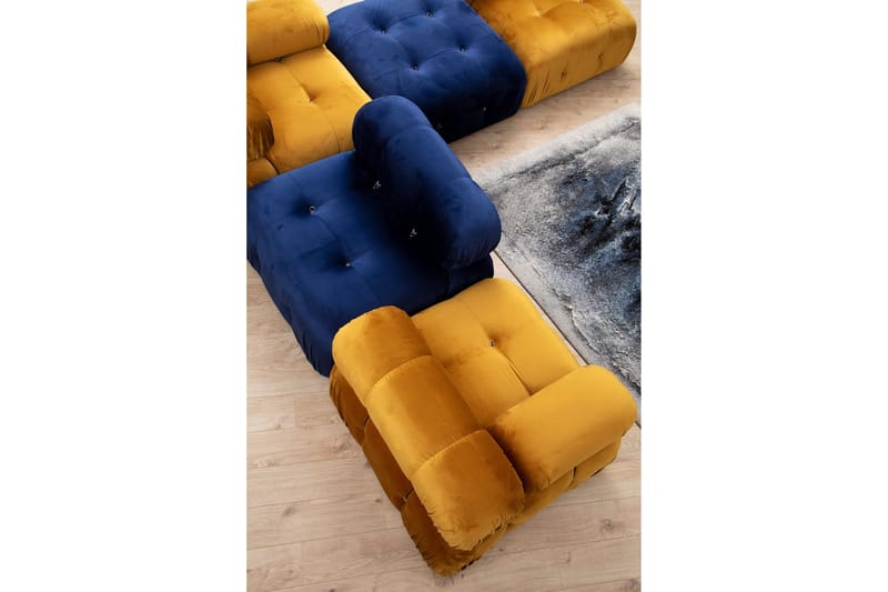 Belgin Mittmodul / Fåtölj 95 cm med fast ryggstöd och repdetaljer - Blå - Möbler - Soffa - Modulsoffor - Mittmodul