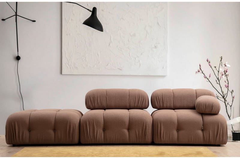 Belgin Mittmodul / Fåtölj 95 cm med fast ryggstöd och repdetaljer - Brun - Möbler - Soffa - Modulsoffor - Mittmodul