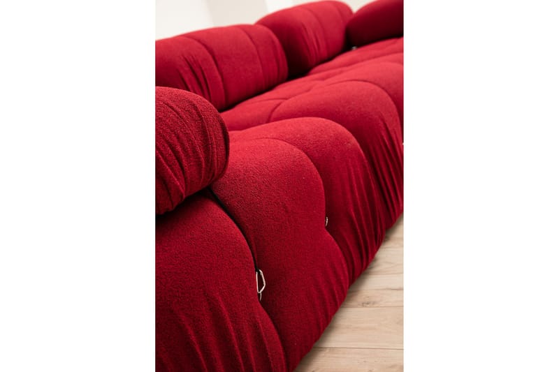 Belgin Mittmodul / Fåtölj 95 cm med fast ryggstöd och repdetaljer - Röd - Möbler - Soffa - Modulsoffor - Mittmodul