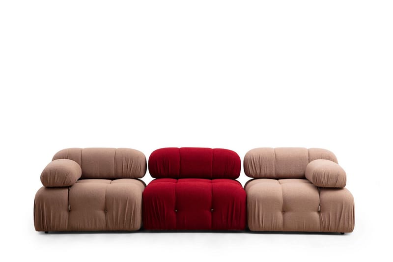 Belgin Mittmodul / Fåtölj 95 cm med fast ryggstöd och repdetaljer - Röd - Möbler - Soffa - Modulsoffor - Mittmodul