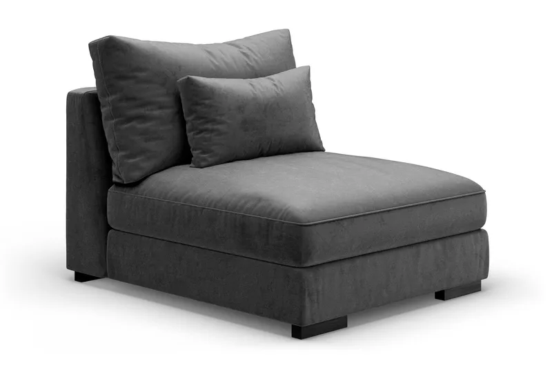 Dubai Mittmodul Sammet Extra Djup, Mörkgrå