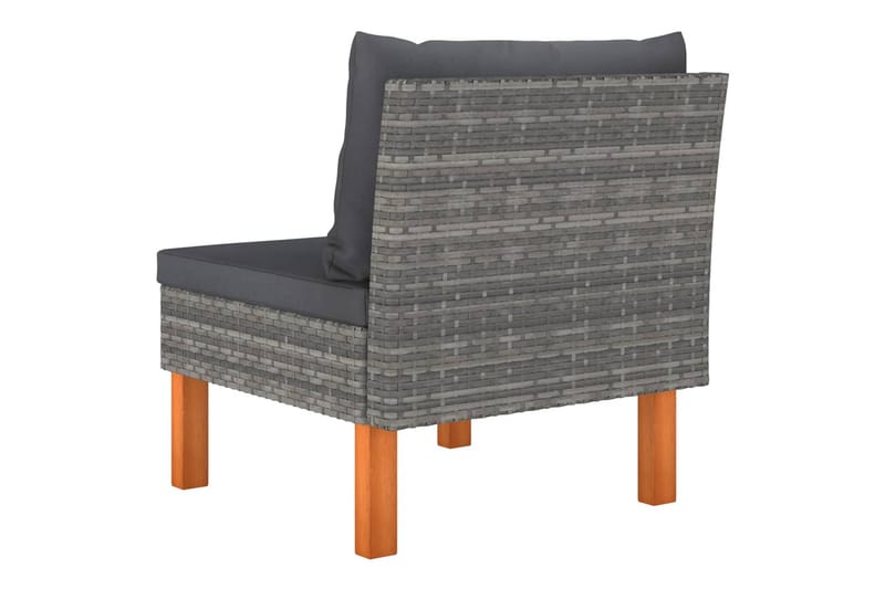 Mittensoffor 2 st konstrotting och massivt eukalyptusträ - Grå - Utemöbler - Loungemöbler - Loungesoffa