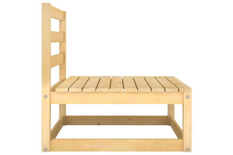Mittensoffor 2 st med grå dynor massiv furu - Grå - Utemöbler - Loungemöbler - Modulsoffa utomhus