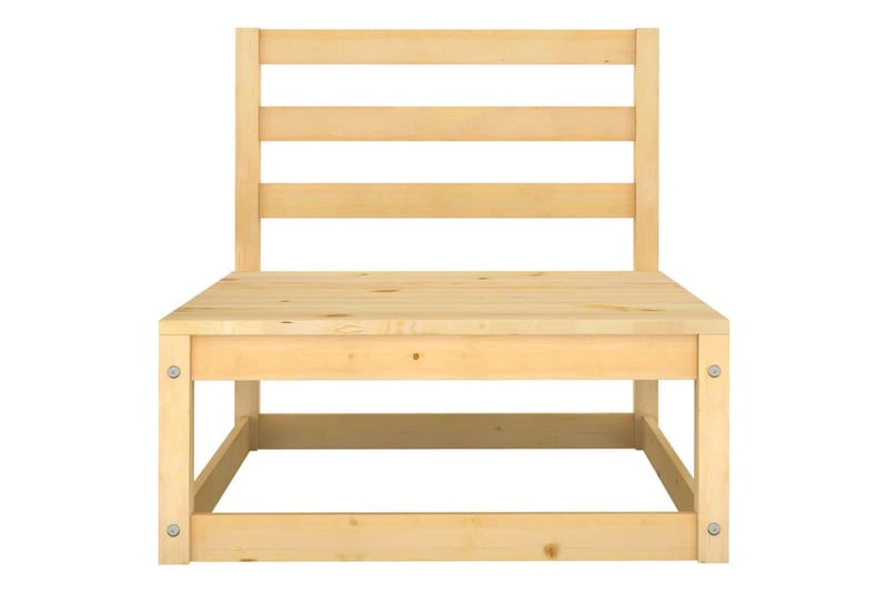 Mittensoffor 2 st med grå dynor massiv furu - Grå - Utemöbler - Loungemöbler - Modulsoffa utomhus