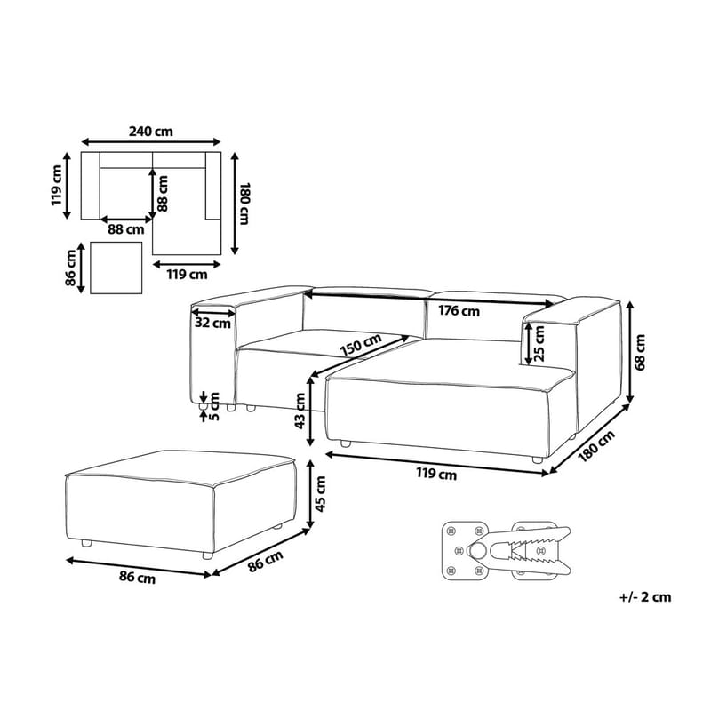 Modulär soffa met fotpall Ardal - Möbler - Soffa - Modulsoffor - Komplett modulsoffa