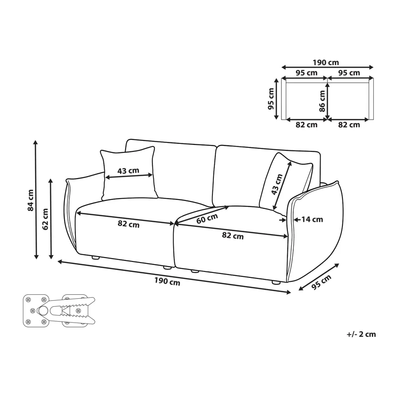 Modulsoffa 2-sits Mesnali - Off-White - Möbler - Soffa - Modulsoffor - Komplett modulsoffa