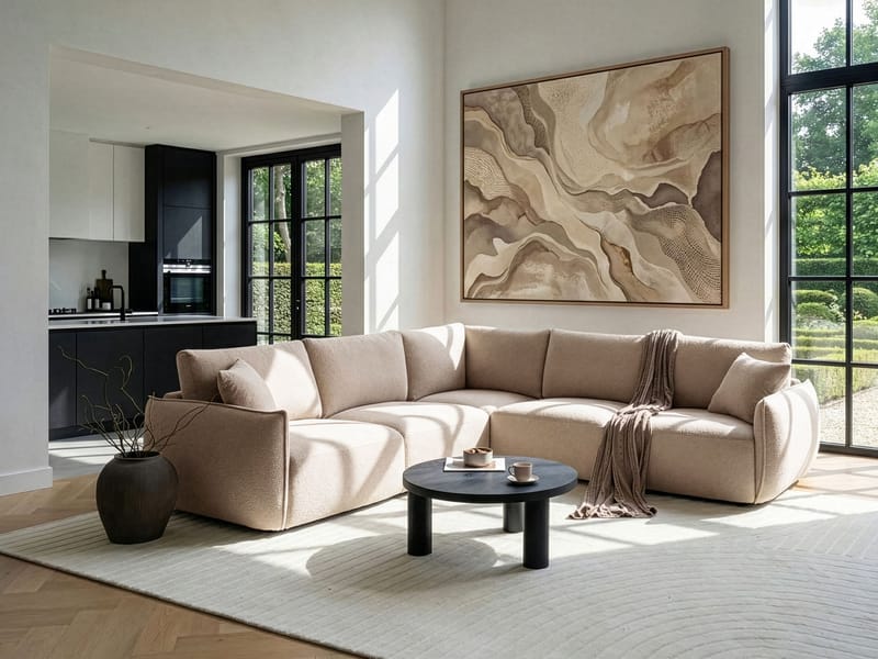 Modulsoffa 5-sits Mesnali Högervänd - Beige - Möbler - Soffa - Modulsoffor - Komplett modulsoffa