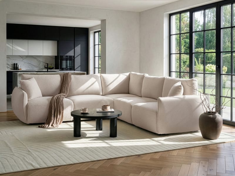 Modulsoffa 5-sits Mesnali Vänstervänd - Off-White - Möbler - Soffa - Modulsoffor - Komplett modulsoffa
