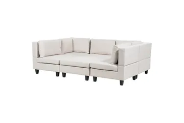 Modulsoffa med fotpall Unstad Beige/svart, Symmetrisk - Beige/svart, Symmetrisk - Möbler - Soffa - Modulsoffor - Komplett modulsoffa
