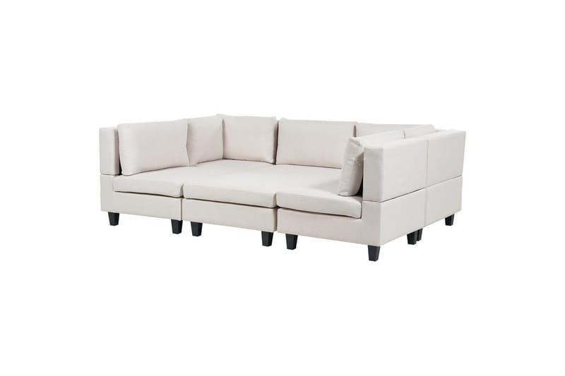 Modulsoffa med fotpall Unstad Beige/svart, Symmetrisk - Beige/svart, Symmetrisk - Möbler - Soffa - Modulsoffor - Komplett modulsoffa