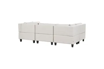 Modulsoffa med fotpall Unstad Beige/svart, Symmetrisk - Beige/svart, Symmetrisk - Möbler - Soffa - Modulsoffor - Komplett modulsoffa