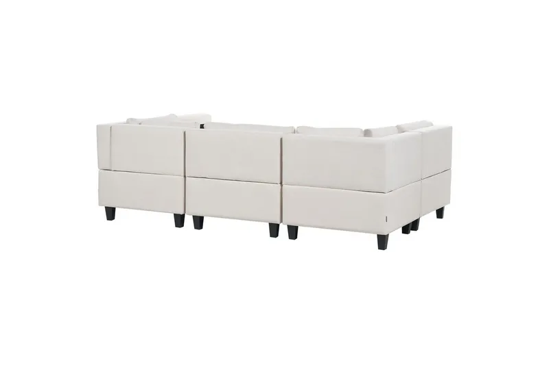 Modulsoffa med fotpall Unstad Beige/svart, Symmetrisk - Beige/svart, Symmetrisk - Möbler - Soffa - Modulsoffor - Komplett modulsoffa