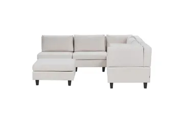Modulsoffa med fotpall Unstad Beige/svart, Vänstervänd - Beige/svart, Vänstervänd - Möbler - Soffa - Modulsoffor - Komplett modulsoffa