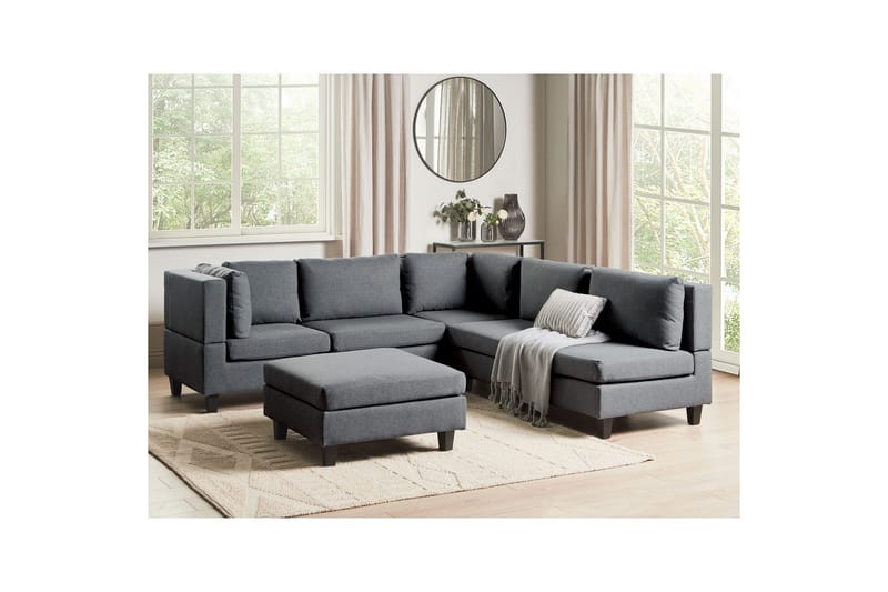 Modulsoffa med fotpall Unstad Grå, Högervänd - Grå, Högervänd - Möbler - Soffa - Modulsoffor - Komplett modulsoffa