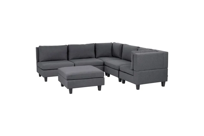 Modulsoffa med fotpall Unstad Grå, Vänstervänd - Grå, Vänstervänd - Möbler - Soffa - Modulsoffor - Komplett modulsoffa