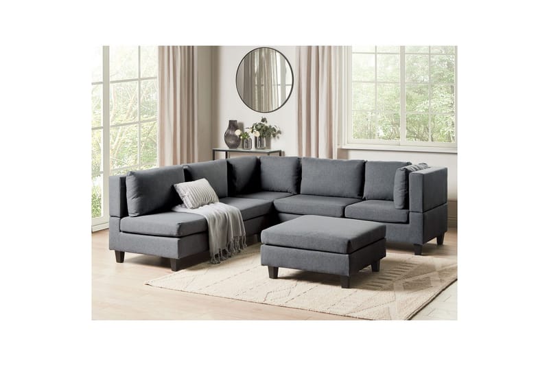 Modulsoffa med fotpall Unstad Grå, Vänstervänd - Grå, Vänstervänd - Möbler - Soffa - Modulsoffor - Komplett modulsoffa