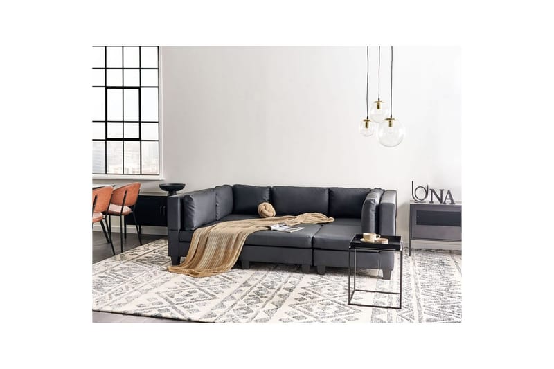 Modulsoffa med fotpall Unstad Konstläder - Möbler - Soffa - Modulsoffor - Komplett modulsoffa