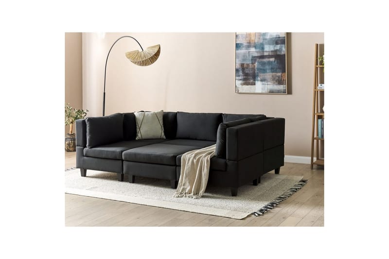 Modulsoffa med fotpall Unstad Svart, Symmetrisk - Svart, Symmetrisk - Möbler - Soffa - Modulsoffor - Komplett modulsoffa
