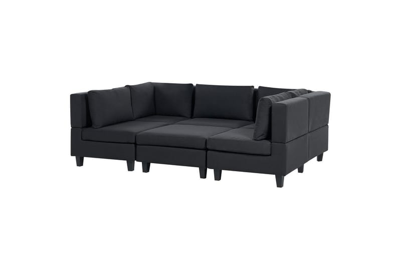 Modulsoffa med fotpall Unstad Svart, Symmetrisk - Svart, Symmetrisk - Möbler - Soffa - Modulsoffor - Komplett modulsoffa