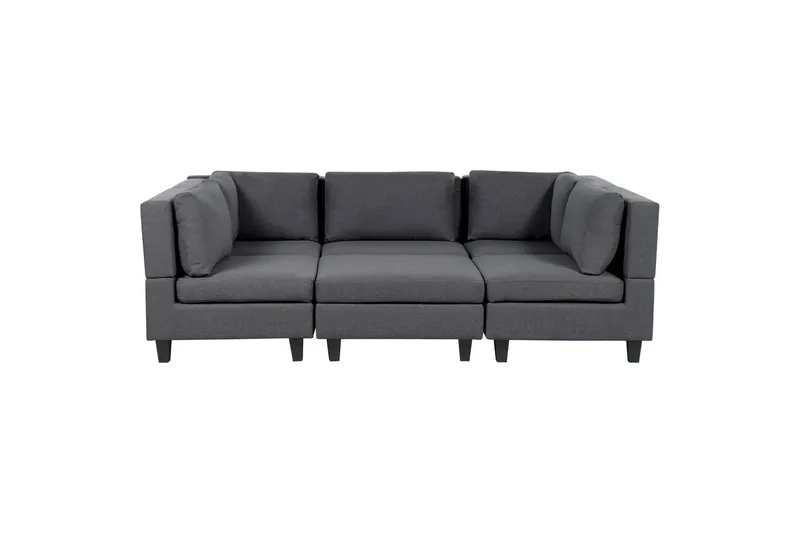 Modulsoffa med ottoman Unstad Grå/svart - Grå/svart - Möbler - Soffa - Modulsoffor - Komplett modulsoffa