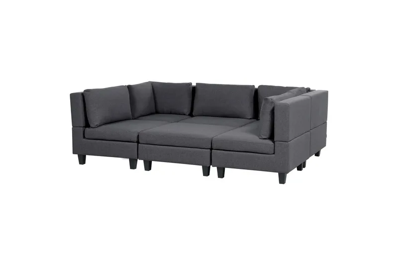 Modulsoffa med ottoman Unstad Grå/svart - Grå/svart - Möbler - Soffa - Modulsoffor - Komplett modulsoffa