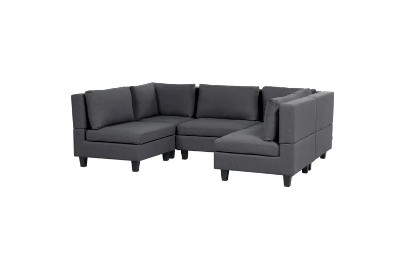 Modulsoffa med ottoman Unstad Grå/svart - Grå/svart - Möbler - Soffa - Modulsoffor - Komplett modulsoffa
