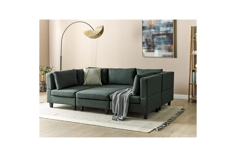 Modulsoffa med ottoman Unstad Grön/Svart - Grön/Svart - Möbler - Soffa - Modulsoffor - Komplett modulsoffa
