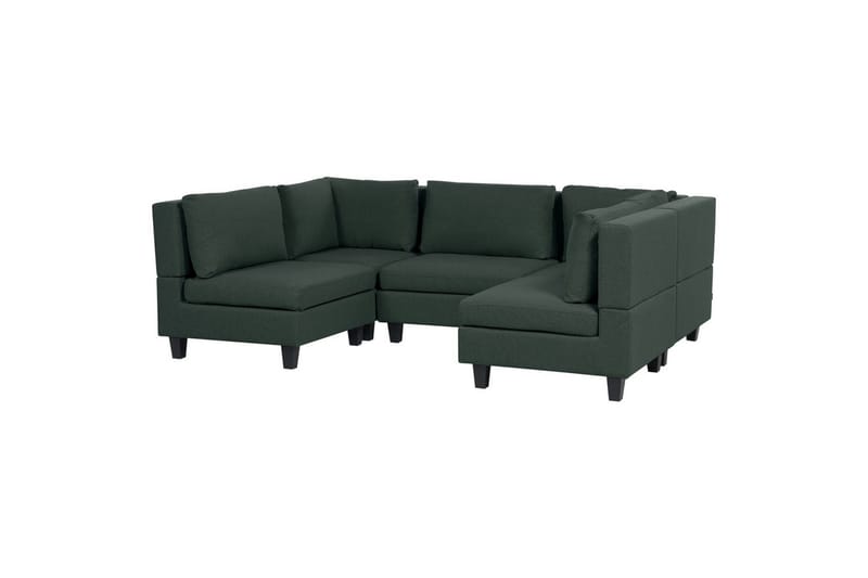 Modulsoffa med ottoman Unstad Grön/Svart - Grön/Svart - Möbler - Soffa - Modulsoffor - Komplett modulsoffa