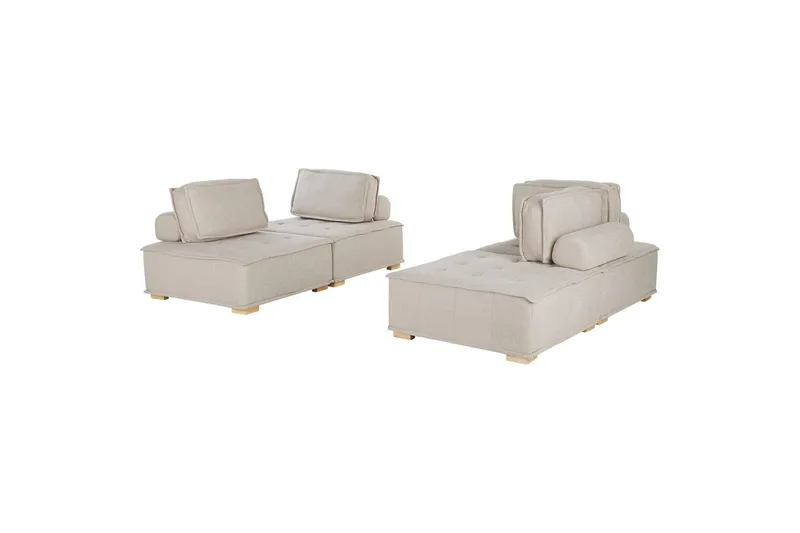 Modulsoffa Tibro Beige/ljust trä - Beige/ljust trä - Möbler - Soffa - Modulsoffor - Komplett modulsoffa