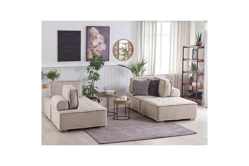 Modulsoffa Tibro Beige/ljust trä - Beige/ljust trä - Möbler - Soffa - Modulsoffor - Komplett modulsoffa