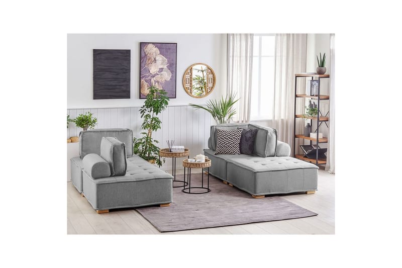 Modulsoffa Tibro Grå/ljust trä - Grå/ljust trä - Möbler - Soffa - Modulsoffor - Komplett modulsoffa