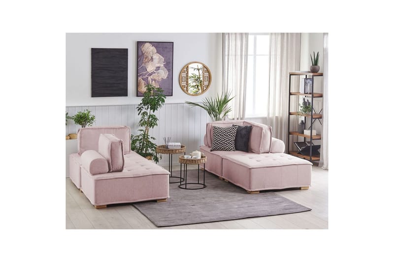Modulsoffa Tibro Rosa/ljust trä - Rosa/ljust trä - Möbler - Soffa - Modulsoffor - Komplett modulsoffa