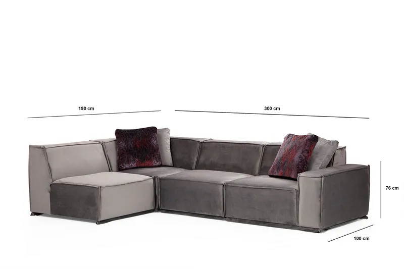 Nightcap Soffa m. Divan 4-sits - Grå - Möbler - Soffa - Modulsoffor - Komplett modulsoffa