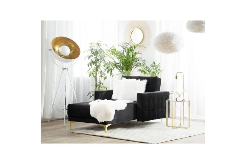 Schäslong Aberdeen Svart/guld - Svart/guld - Möbler - Soffa - Modulsoffor - Övriga moduler till modulsoffa