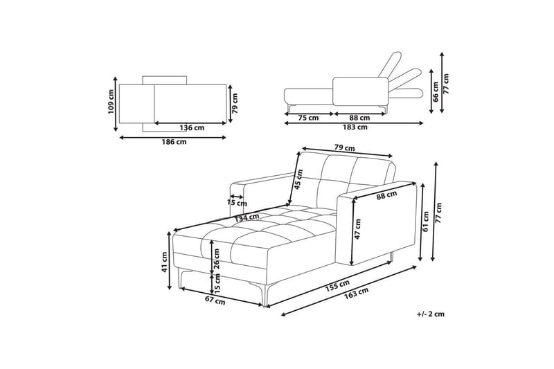 Schäslong Alnes Röd/Svart - Orange - Möbler - Soffa - Modulsoffor - Övriga moduler till modulsoffa