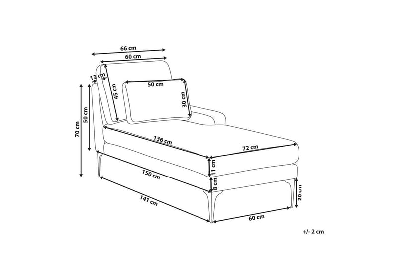 Schäslong Ewron Beige, svart, Vänstervänd - Beige, svart, Vänstervänd - Möbler - Soffa - Modulsoffor - Övriga moduler till modulsoffa