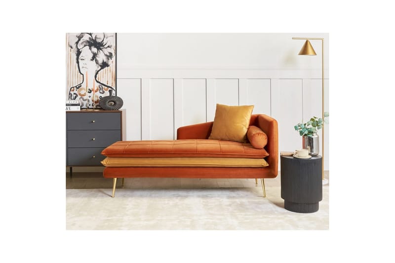 Schäslong Gonesse Orange, guld - Orange, guld - Möbler - Soffa - Modulsoffor - Övriga moduler till modulsoffa