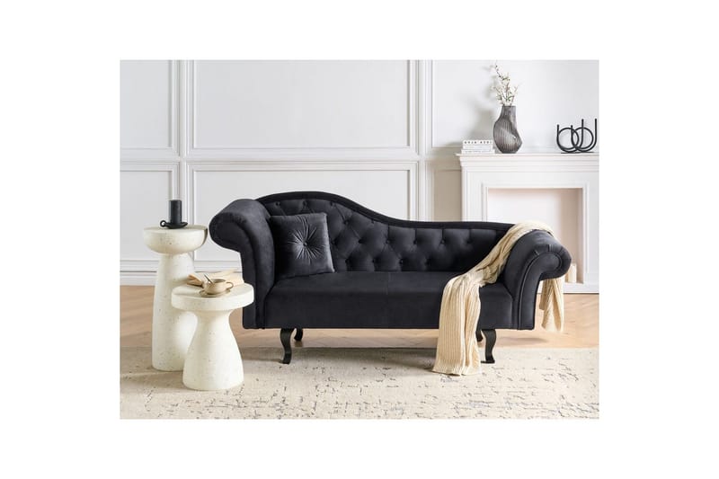 Schäslong Lattes Svart, mörkt trä, Vänstervänd - Svart, mörkt trä, Vänstervänd - Möbler - Soffa - Dagbäddar