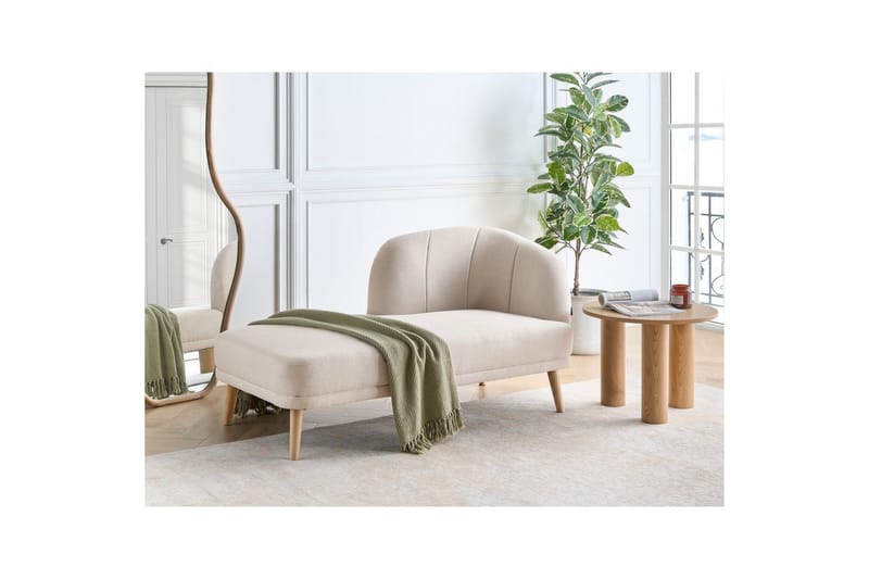 Schäslong Tanlay Beige, ljust trä, Högervänd - Beige, ljust trä, Högervänd - Möbler - Soffa - Modulsoffor - Övriga moduler till modulsoffa