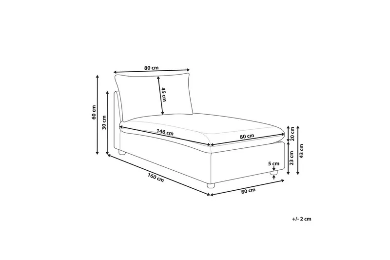 Schäslong Vizille Vit, Svart - Vit - Möbler - Soffa - Modulsoffor - Övriga moduler till modulsoffa