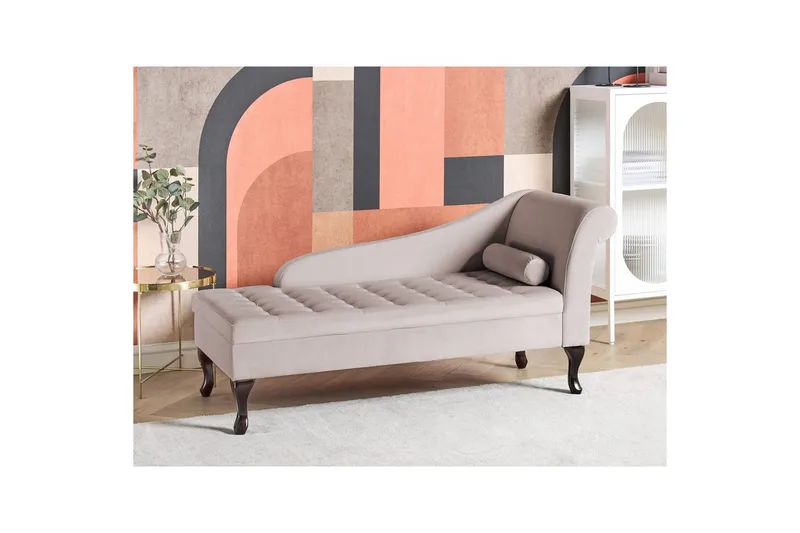 Schäslong Pessac Ljusbeige, svart, Högervänd - Ljusbeige, svart, Högervänd - Möbler - Soffa - Modulsoffor - Övriga moduler till modulsoffa