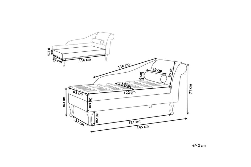 Schäslong Pessac Beige, svart, Högervänd - Beige, svart, Högervänd - Möbler - Soffa - Modulsoffor - Övriga moduler till modulsoffa