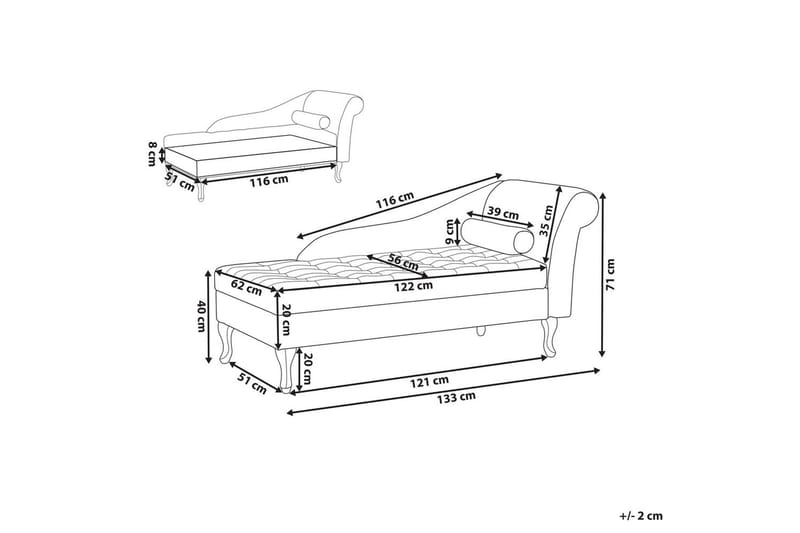 Schäslong Pessac Grå, svart, Högervänd - Grå, svart, Högervänd - Möbler - Soffa - Modulsoffor - Övriga moduler till modulsoffa
